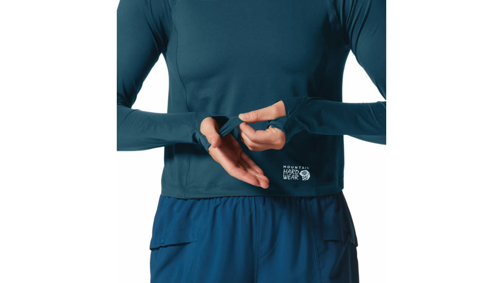 Mountain Hardwear Crater Lake Long Sleeve Crop Top - Womens, Dark Marsh, Small, 1986771375-Dark Marsh-S