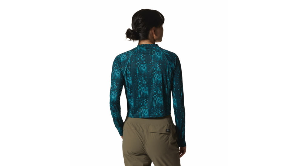 Mountain Hardwear Crater Lake Long Sleeve Crop Top - Womens, Palisades Geos Print, Medium, 1986771351-Pt-M