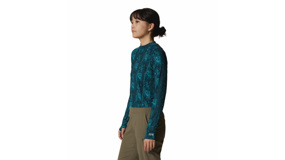 Mountain Hardwear Crater Lake Long Sleeve Crop Top - Womens, Palisades Geos Print, Medium, 1986771351-Pt-M