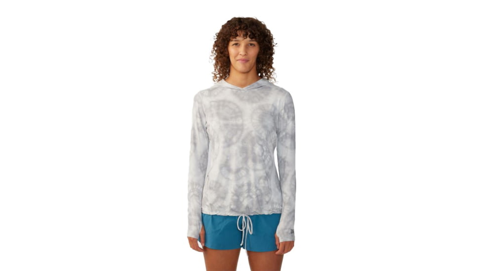 Mountain Hardwear Crater Lake Long Sleeve Hoody - Women's, Grey Ice Spore Dye Print, Medium, 1829681062-M