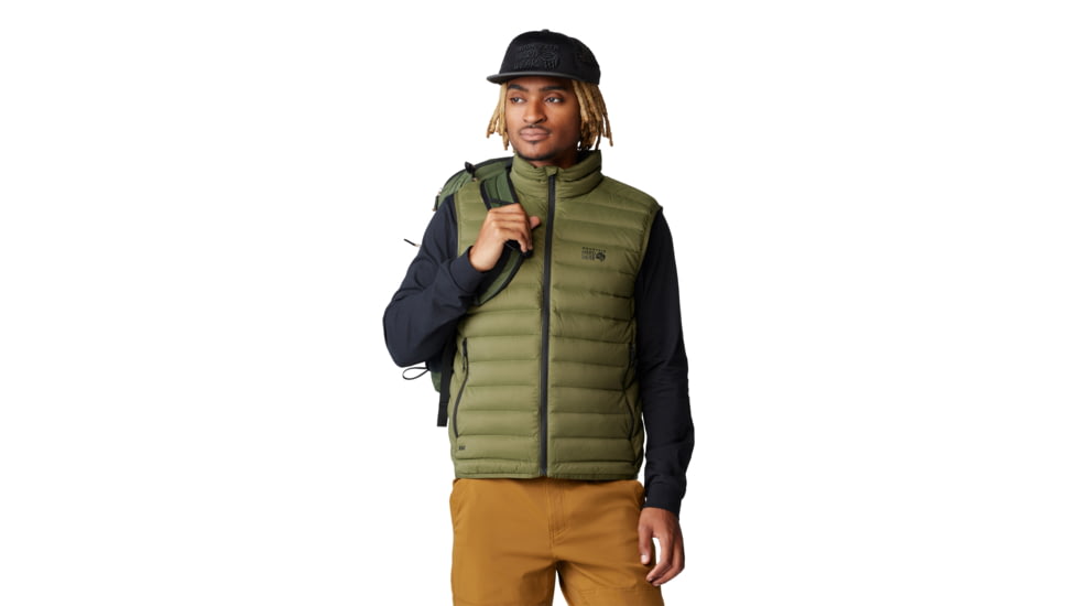 Mountain Hardwear Deloro Down Vest - Mens, Combat Green, Large, 2091971353-L