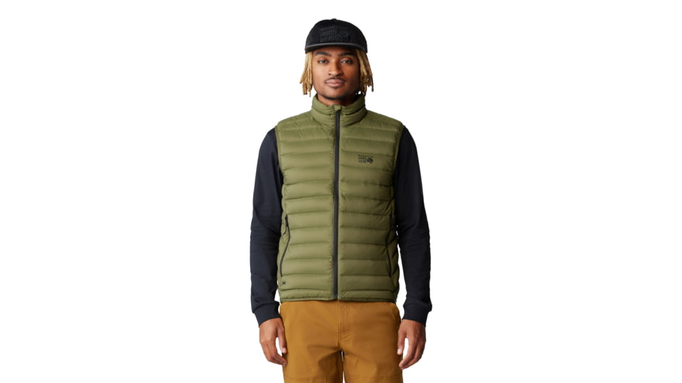 Mountain Hardwear Deloro Down Vest - Mens, Combat Green, Large, 2091971353-L