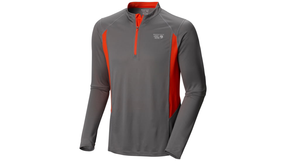 Mountain Hardwear Double Wicked Long Sleeve Zip T - Men's-Titanium-Small