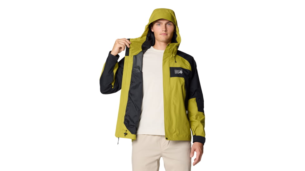 Mountain Hardwear Dry Times Hooded Jacket - Mens, Moon Moss/Black, L, 190423024858
