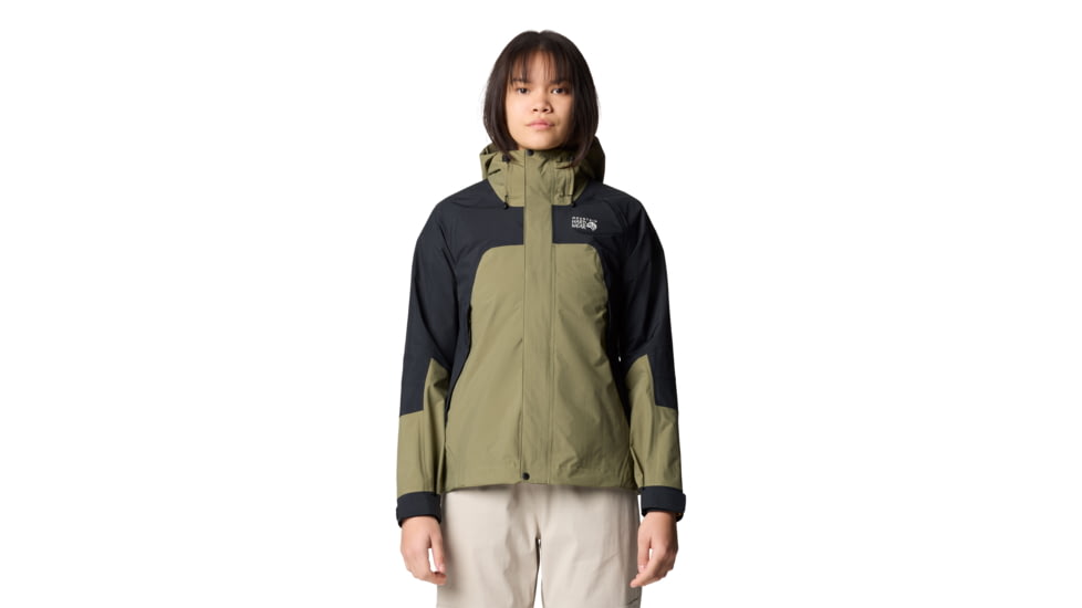 Mountain Hardwear Dry Times Hooded Jacket - Women's, Mission Olive, Black, XLxR, S