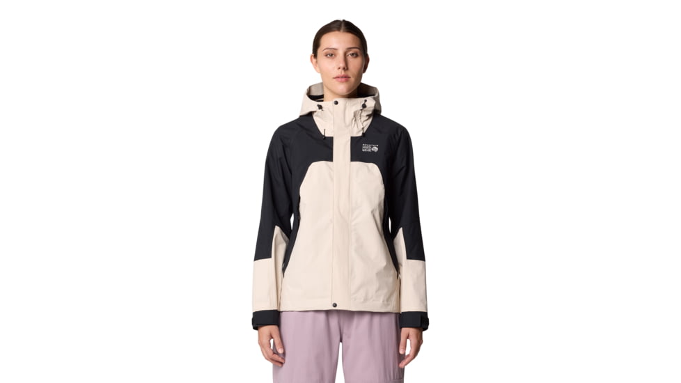 Mountain Hardwear Dry Times Hooded Jacket - Women's, Talc, Black, XS, 2109741-170-XS