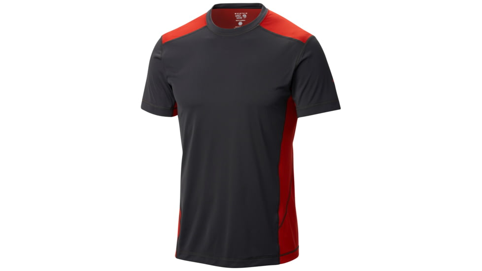 Mountain Hardwear DryHiker Justo Short Sleeve T - Mens-Shark/Flame-XX-Large