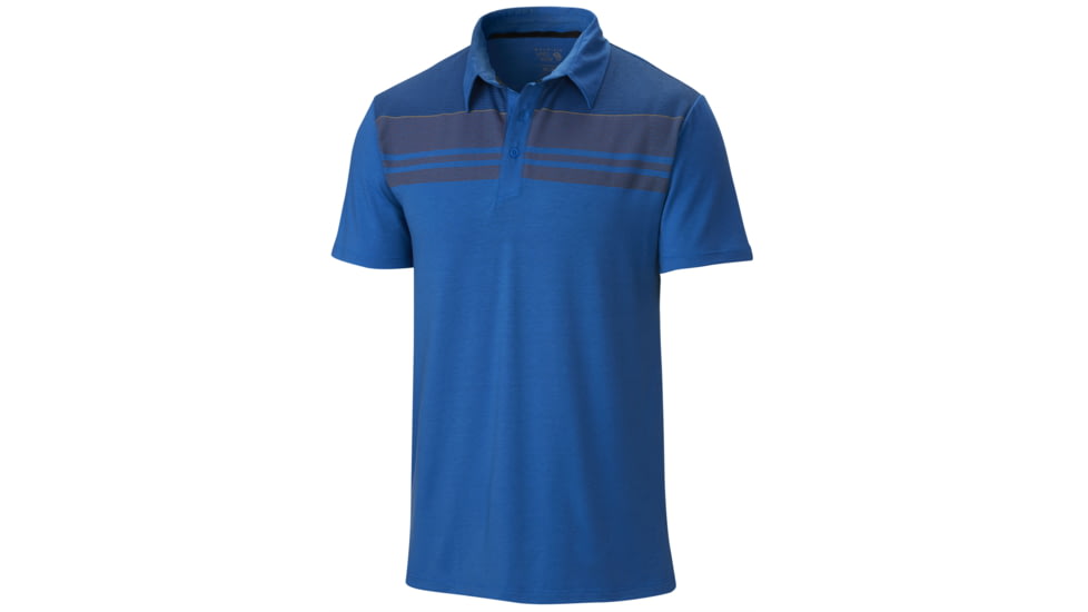 Mountain Hardwear DrySpun Stripe Short Sleeve Polo - Men's-Blue Jay-XX-Large