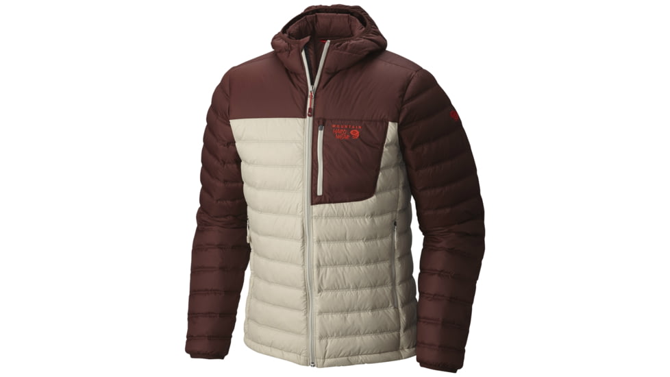 Mountain Hardwear Dynotherm Hooded Down Jacket - Men's-Fossil / Redwood-Small
