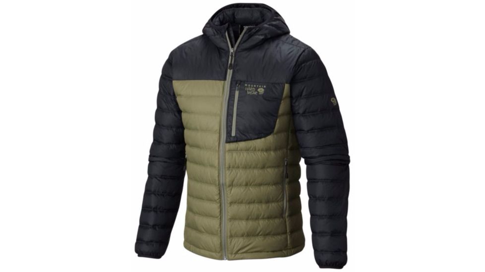 Dynotherm Hooded Down Jacket - Mens-Stone Green/Black-Small