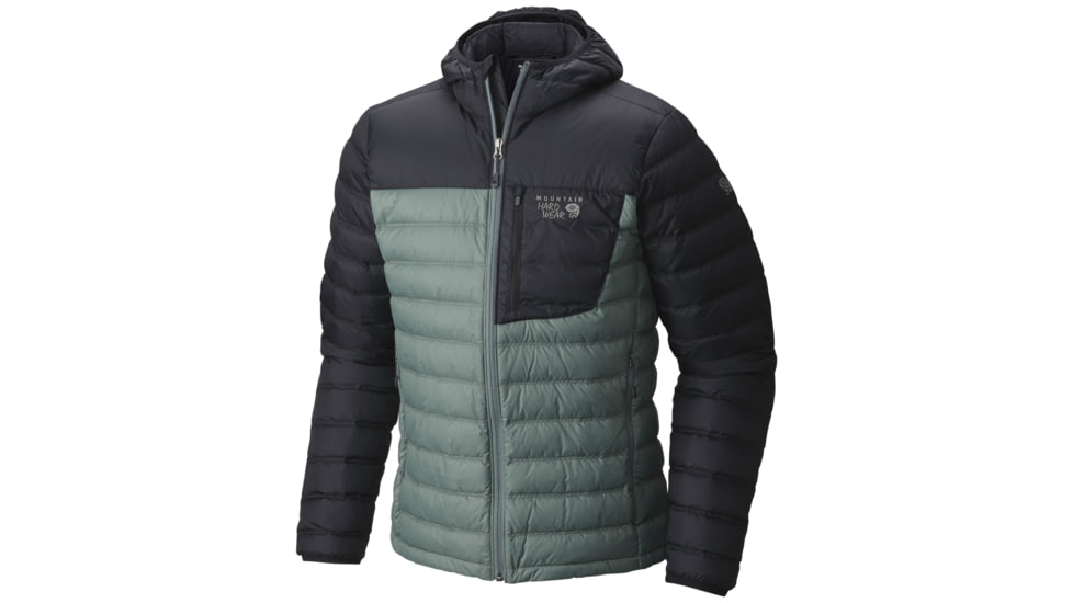 Mountain Hardwear Dynotherm Hooded Down Jacket - Men's-Thunderhead Grey/Black-Medium
