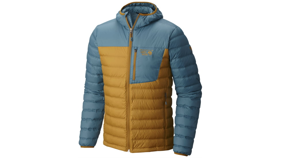 Mountain Hardwear Dynotherm Hooded Down Jacket - Men's-Underbrush / Cloudburst-X-Large