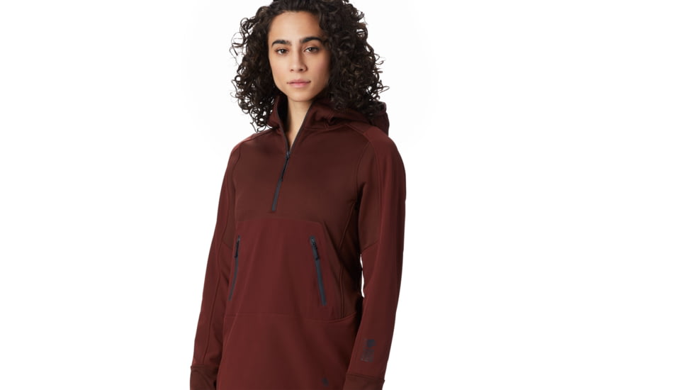 Mountain Hardwear Frostzone Hybrid 1/2 Zip Hoody - Women's, Small, Dark Umber, OL8023259-S