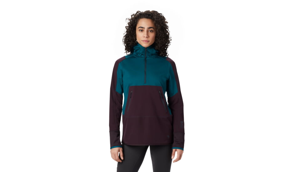 Mountain Hardwear Frostzone Hybrid 1/2 Zip Hoody - Women's, Large, Dive, OL8023468-L