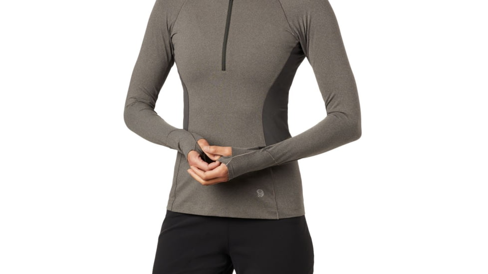 Mountain Hardwear Ghee Long Sleeve 1/4 Zip - Womens, Shark Heather, Extra Large, 1851711014-Shark Heather-XL