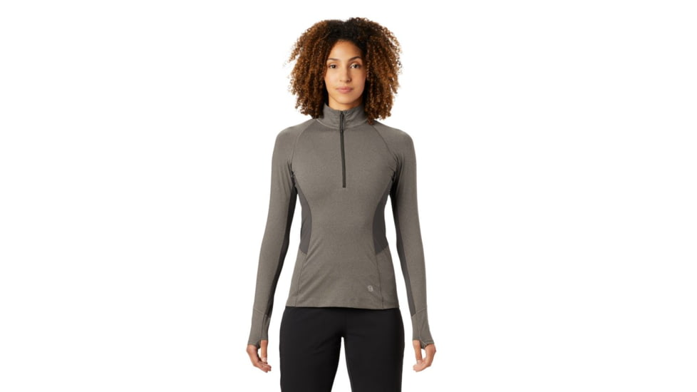 Mountain Hardwear Ghee Long Sleeve 1/4 Zip - Womens, Shark Heather, Extra Large, 1851711014-Shark Heather-XL