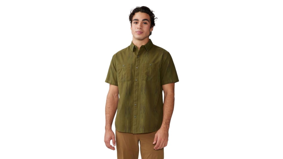 Mountain Hardwear Grove Hide Out Short Sleeve Shirt - Men's, Combat Green Ikat, Small, 1986831353-S