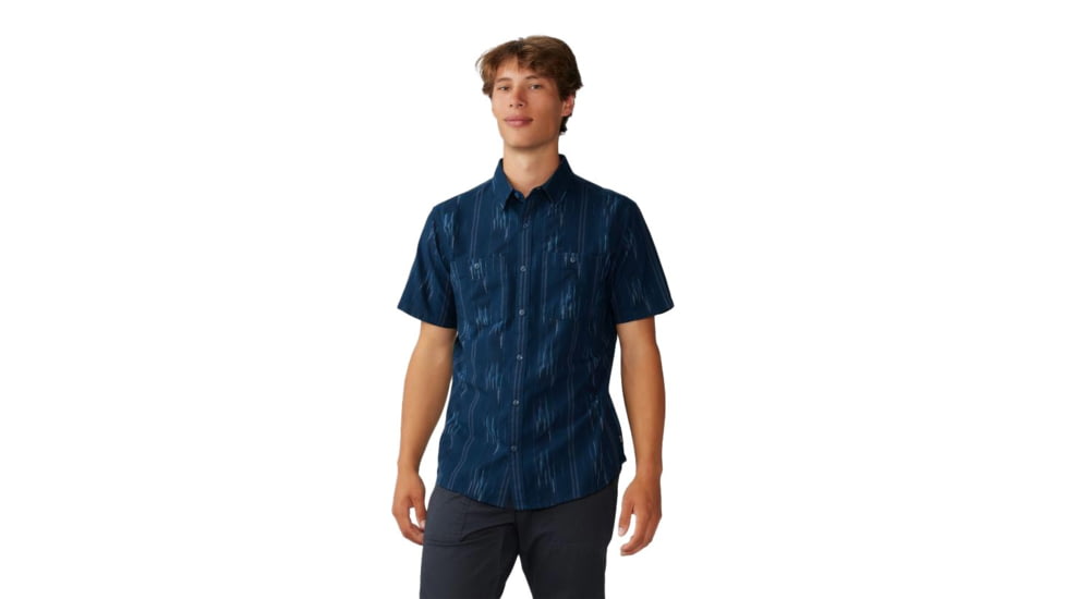 Mountain Hardwear Grove Hide Out Short Sleeve Shirt - Men's, Hardwear Navy Ikat, 2XL, 1986831426-XXL