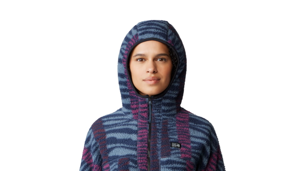 Mountain Hardwear HiCamp Fleece Printed Hoody - Womens, Montauk Blue Ridge Stripe Print, Extra Large, 2104291430-XL