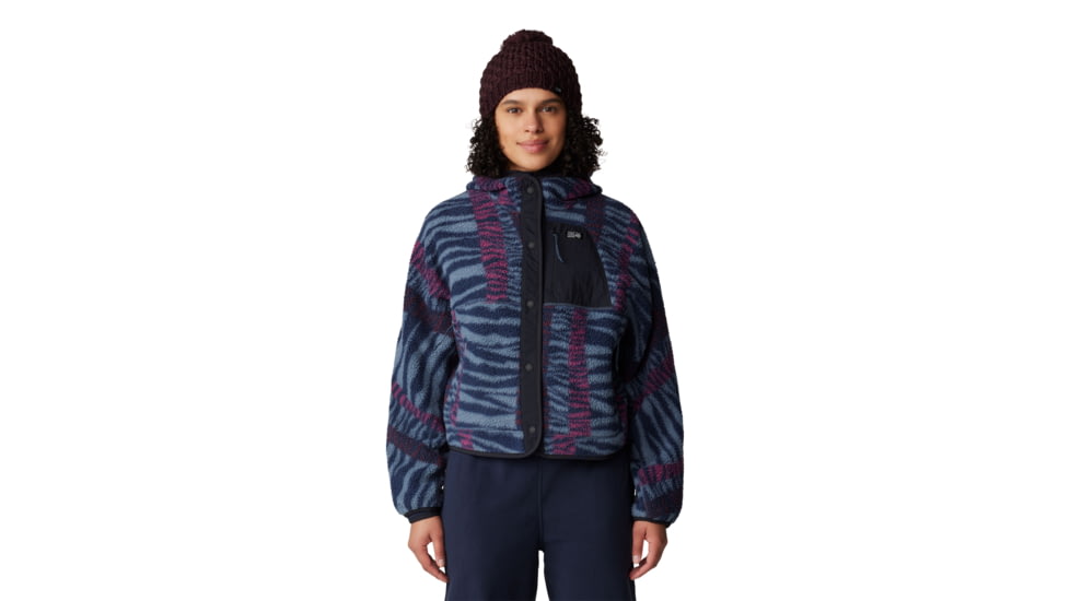 Mountain Hardwear HiCamp Fleece Snap Front Jacket - Women's, Montauk Blue Ridge Stripe Print, Medium, 2083701431-M