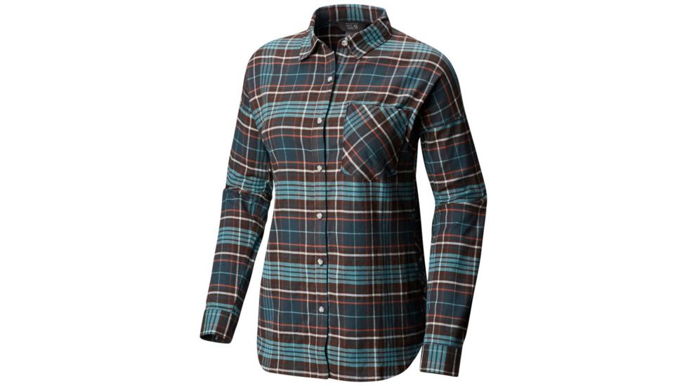 Mountain Hardwear Karsee Long Sleeve Flannel Shirt - Womens, Blue Spruce, Small, 1795361310-S