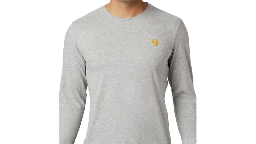 Mountain Hardwear Logo Long Sleeve T - Men's, Heather Grey, Medium, OM8358105-M