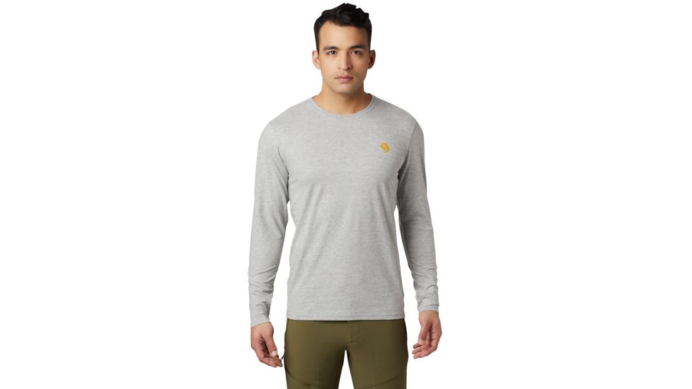 Mountain Hardwear Logo Long Sleeve T - Men's, Heather Grey, Medium, OM8358105-M