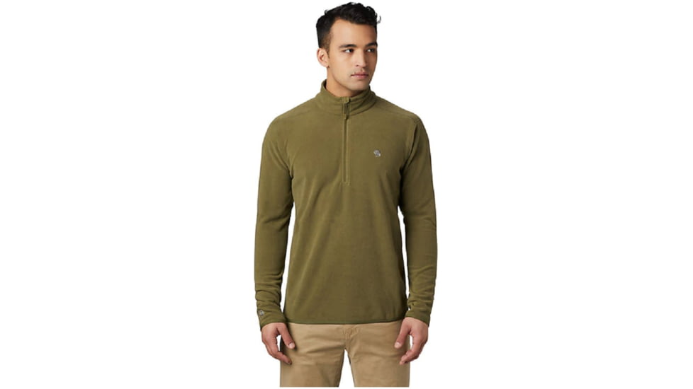 Mountain Hardwear Macrochill 1/2 Zip - Mens, Combat Green, 2XL, OM7723353-XXL