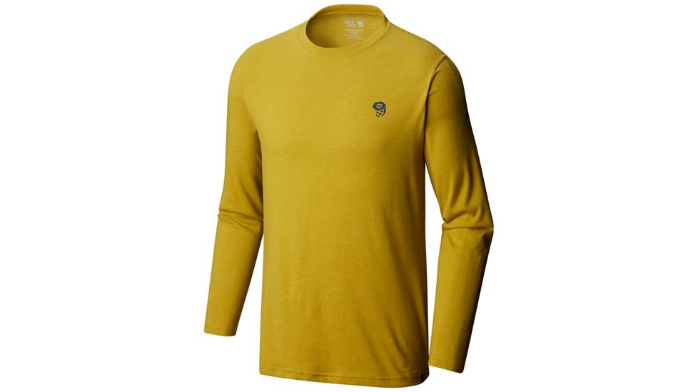 Mountain Hardwear MHW Logo Long Sleeve T - Mens, Heather Dark Citron, Large, 1817791359-L