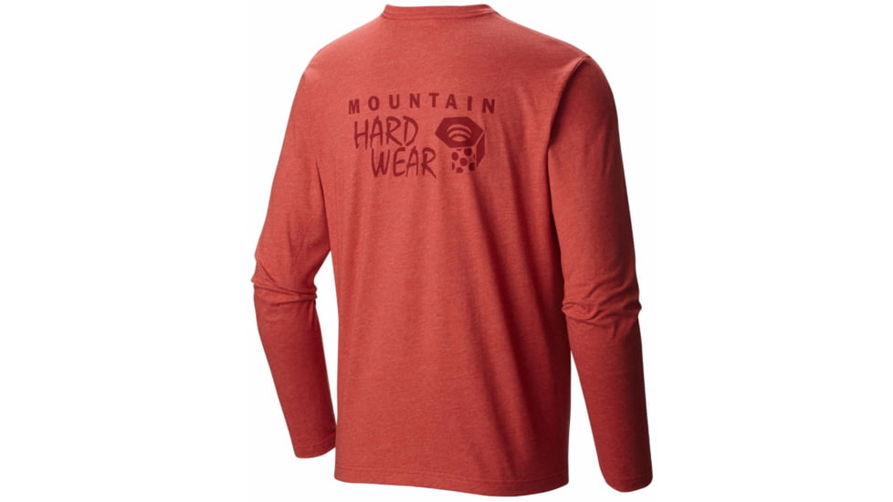 Mountain Hardwear MHW Logo Tee Long Sleeve - Men's-Heather Dark Fire-XX-Large