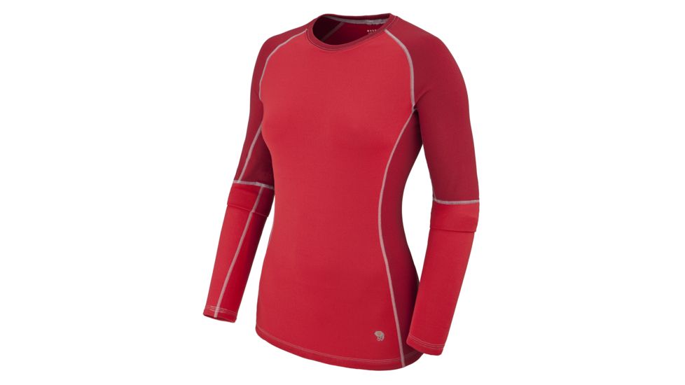 Mountain Hardwear Micro Power Stretch Long Sleeve Crew - Women's-Red/Thunderbird Red-Small