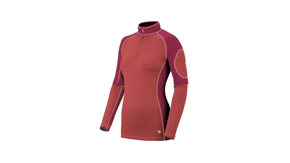 Mountain Hardwear Micro Power Stretch Zip Tee - Women's-Red/Thunderbird Red-Small