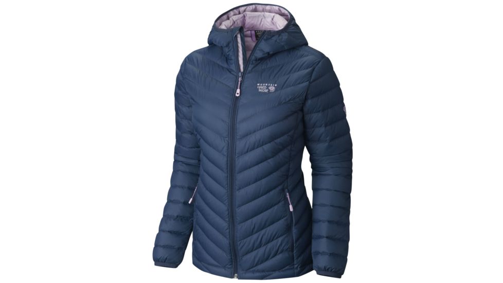 Mountain Hardwear Micro Ratio Hooded Down Jacket - Womens-Zinc/Phantom Purple-X-Small