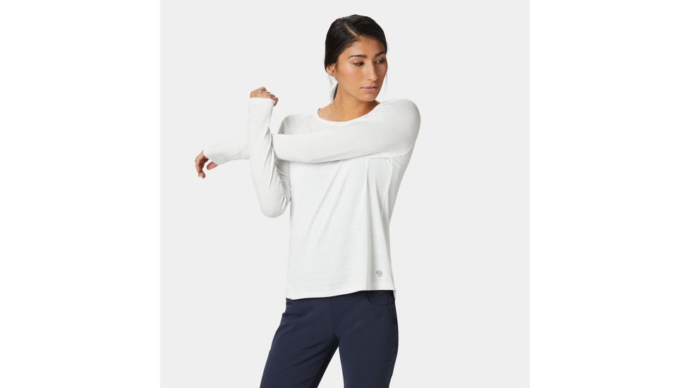 Mountain Hardwear Mighty Stripe Long Sleeve T - Womens, Fogbank, Small, 1847611102-S