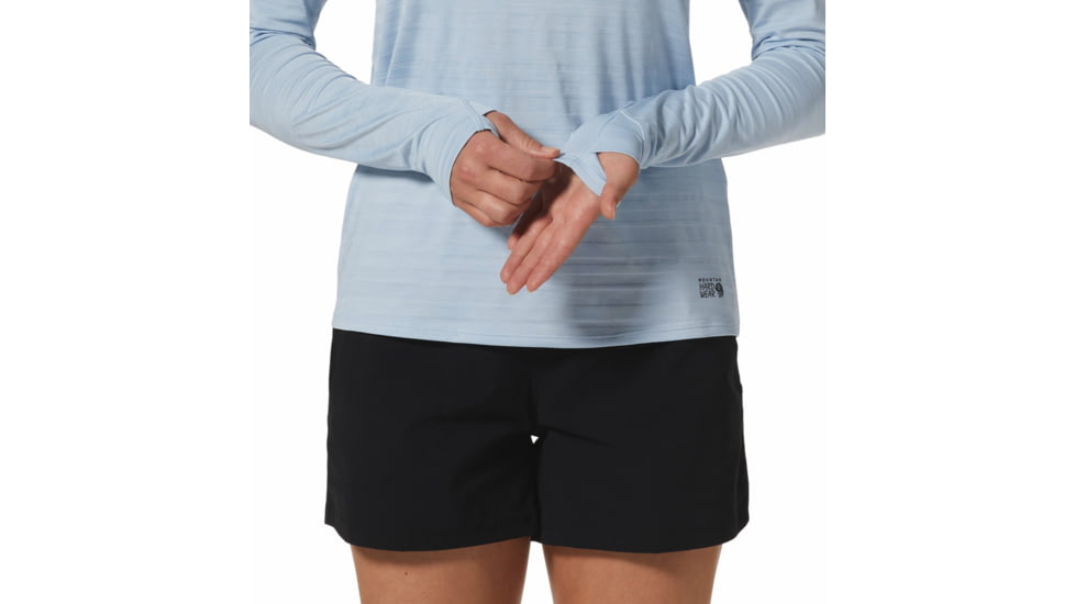 Mountain Hardwear Mighty Stripe Long Sleeve Top - Womens, Arctic Ice, Medium, 2027941495-Arctic Ice-M