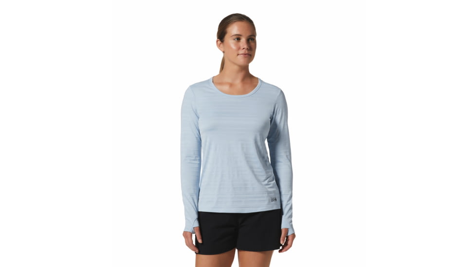 Mountain Hardwear Mighty Stripe Long Sleeve Top - Womens, Arctic Ice, Medium, 2027941495-Arctic Ice-M
