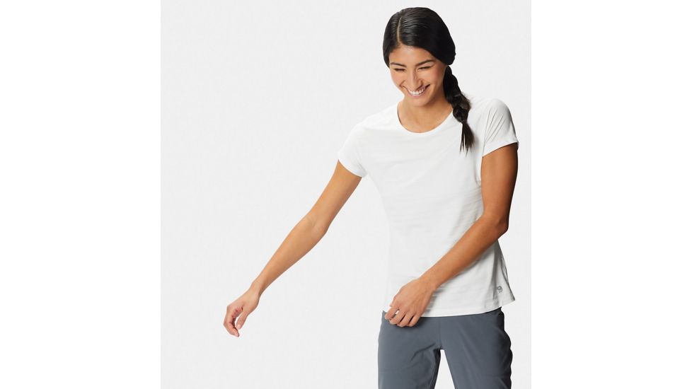 Mountain Hardwear Mighty Stripe Short Sleeve T - Womens, Fogbank, Medium, 1829631102-M