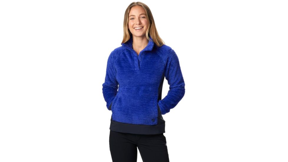 Mountain Hardwear Monkey Fleece Pullover - Womens, Blue Print, Large, 1824781516-L