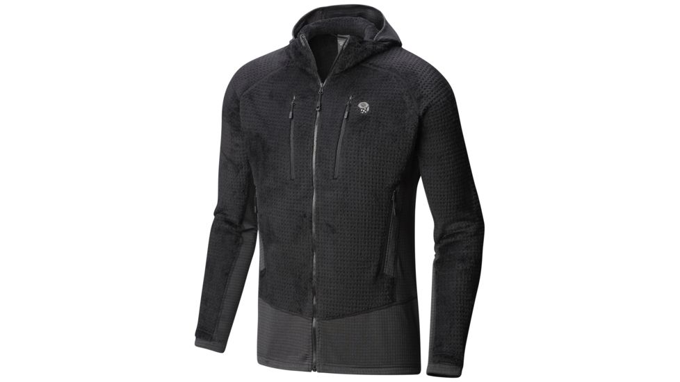 Mountain Hardwear Monkey Grid Hooded Fleece Jacket - Mens, Black, Extra Large, 1793001010-XL