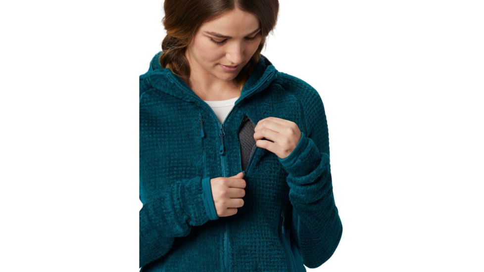 Mountain Hardwear Monkey Grid Hooded Jacket - Womens, Dive, Small, 1792951468-S