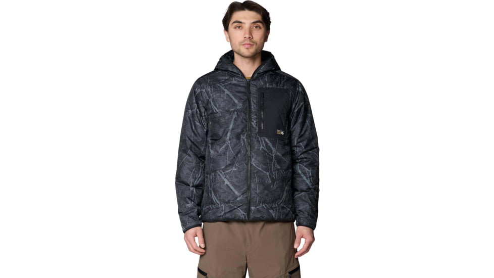 Mountain Hardwear Apres Pro Insulated Hooded Jacket - Men's, Shark Treecover Print, Black, S, 2131801011-011-S