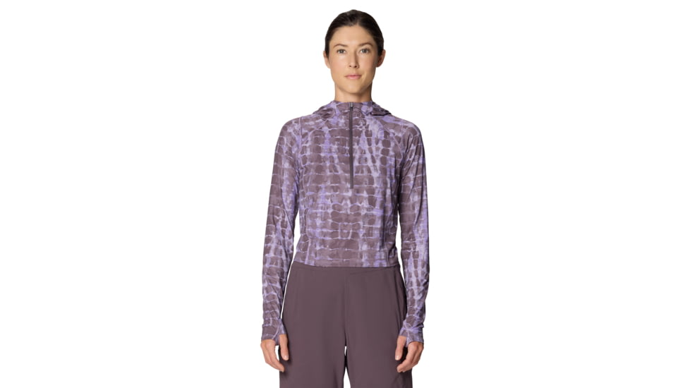 Mountain Hardwear Crater Lake Half Zip Crop Hoody - Women's, Purple Sage Prismatic Print, XL, 2068771-574-XL