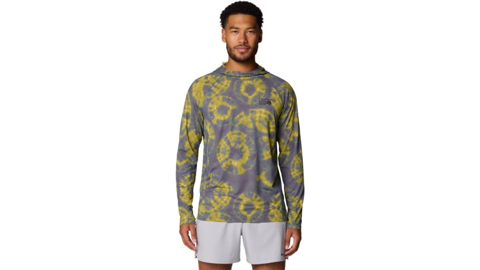 Mountain Hardwear Crater Lake Long Sleeve Hoody - Men's, Adriatic Blue Spore Dye Print, S, 190423038251