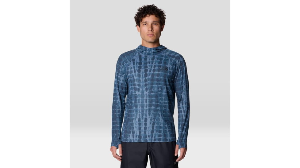 Mountain Hardwear Crater Lake Long Sleeve Hoody - Men's, Adriatic Blue Prismatic Print, XL, 1982411-446-XL