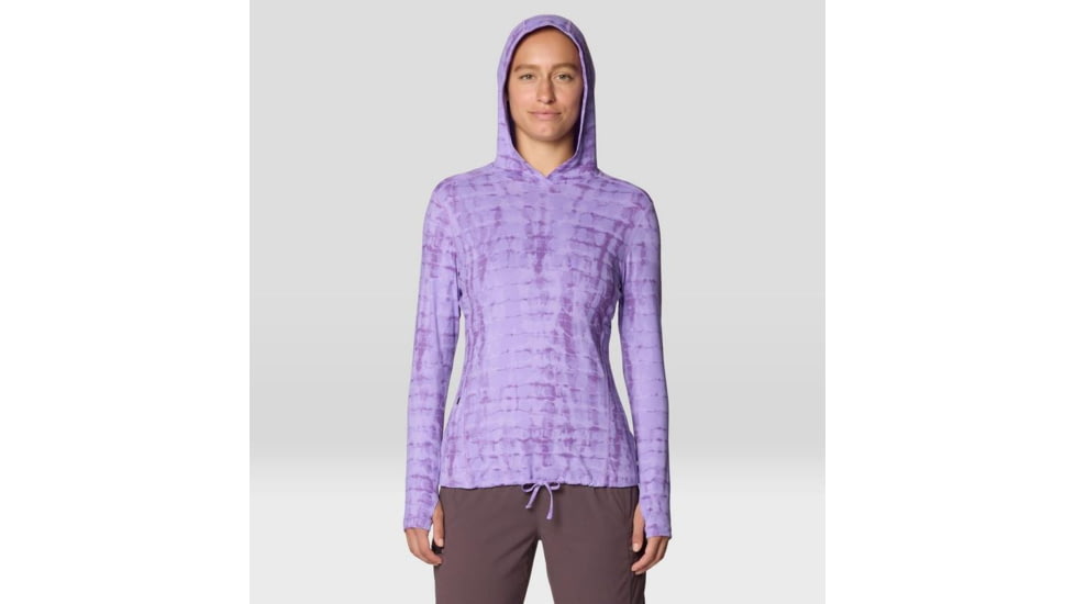 Mountain Hardwear Crater Lake Long Sleeve Hoody - Women's, Harbor Violet Prismatic Print, M, 1829681-561-M