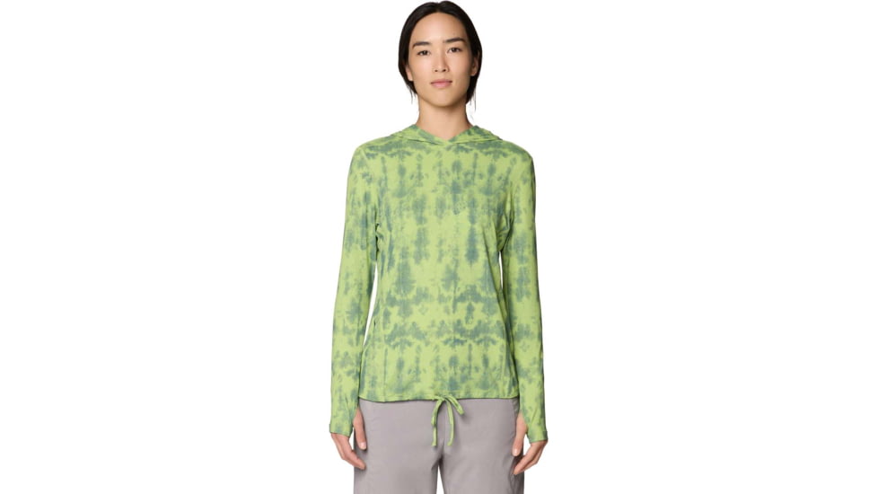 Mountain Hardwear Crater Lake Long Sleeve Hoody - Women's, Bright Lichen Shadowdye XS Print, M, 1829681363-363-M