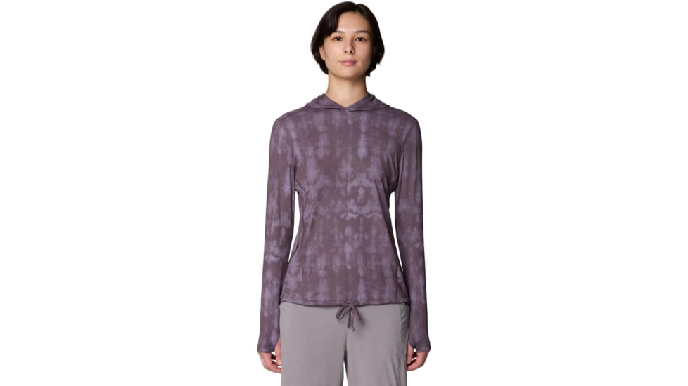 Mountain Hardwear Crater Lake Long Sleeve Hoody - Women's, Purple Sage Shadowdye XS Print, M, 1829681574-574-M