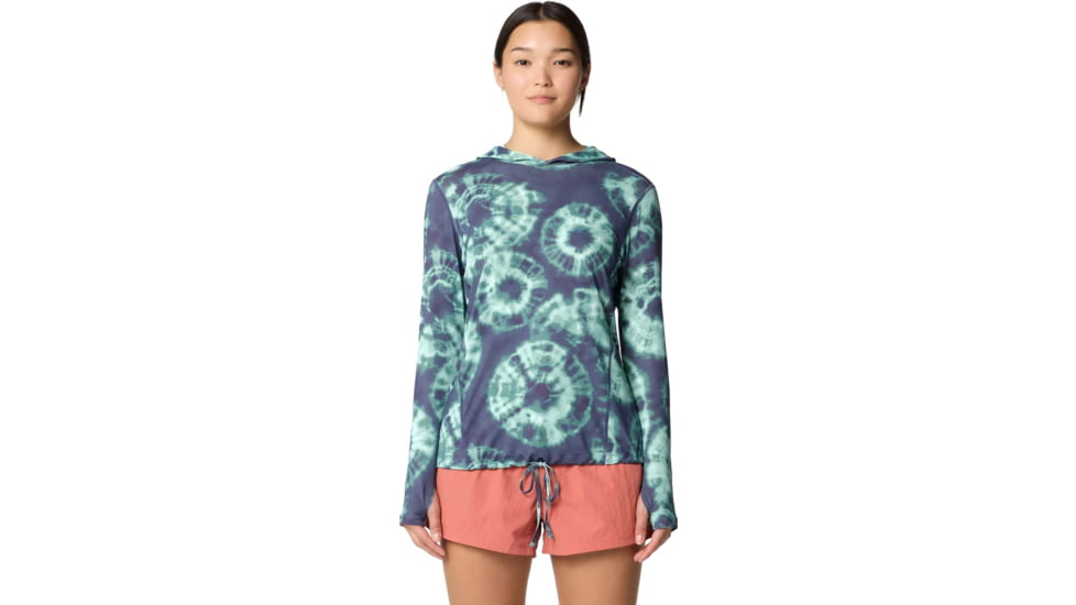 Mountain Hardwear Crater Lake Long Sleeve Hoody - Women's, Lapis Dusk Spore Dye Print, L, 190423022953