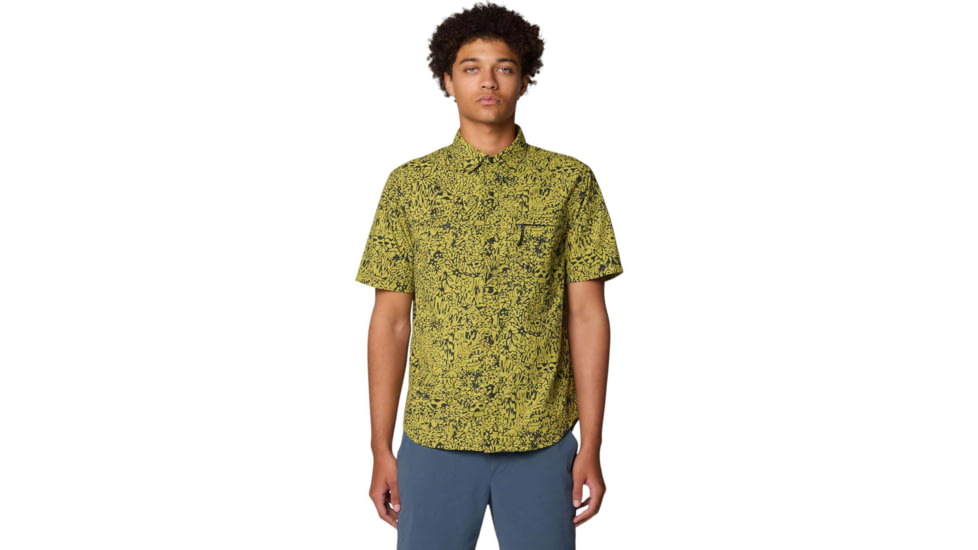 Mountain Hardwear Stryder Short Sleeve Shirt - Men's, Moon Moss Forager Print, S, 190423018222