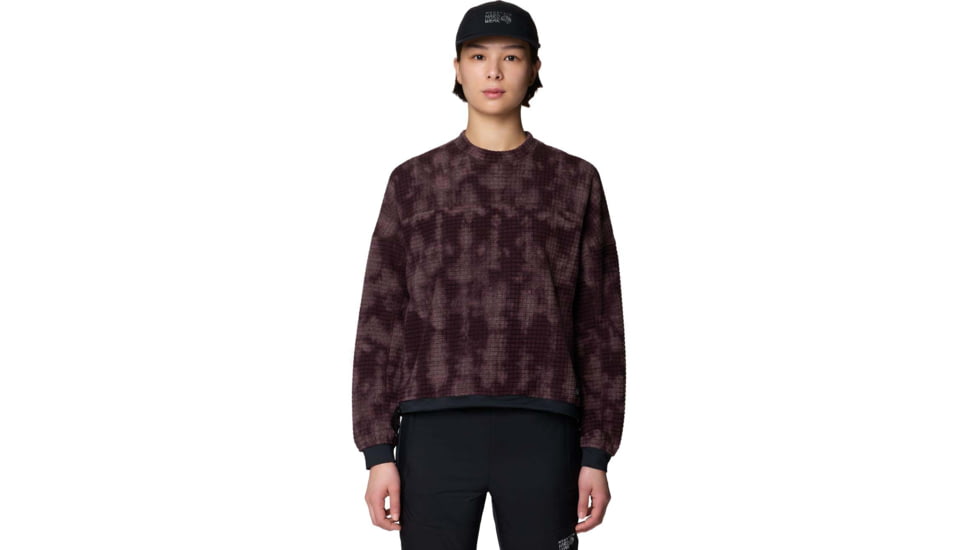 Mountain Hardwear Summit Grid Big Grid Crew - Women's, Deep Mulberry Shadowdye Print, S, 2170631510-510-S